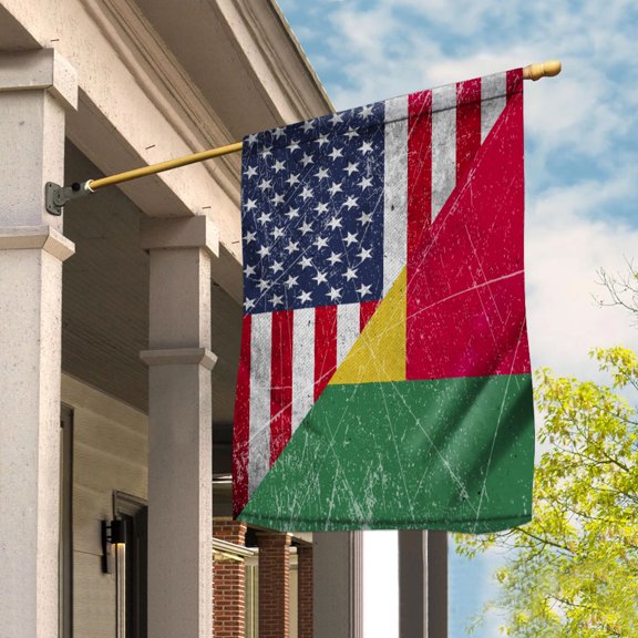American Flag USA Benin Half American Friendship Beninese Patriotic House Flag (29.5x39.5) Double Sided-USA Flags Premium Polyester-Decorative Indoor Outdoor Flag