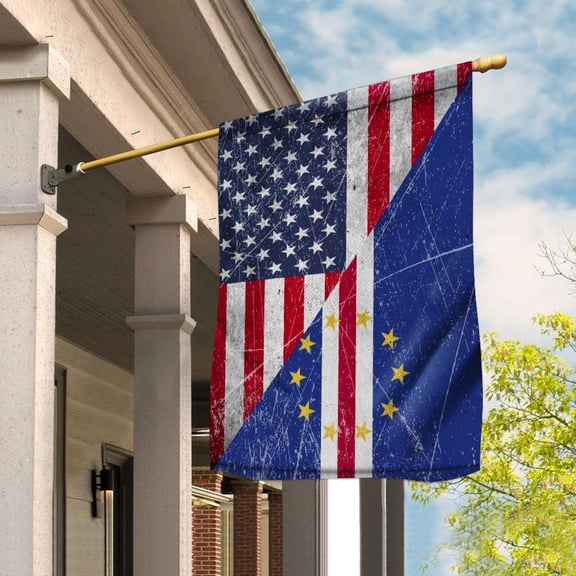 American Flag USA Cape Verde Half American Friendship Cape Verdean Patriotic House Flag, Double-Sided Decorative Outdoor Flag, Patriotic Polyester Yard Flag 29.5 x 39.5 in