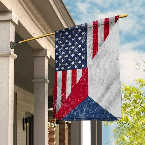 American Flag USA Czech Republic Half American Friendship Czech Patriotic House Flag (29.5x39.5) Double Sided-USA Flags Premium Polyester-Decorative Indoor Outdoor Flag