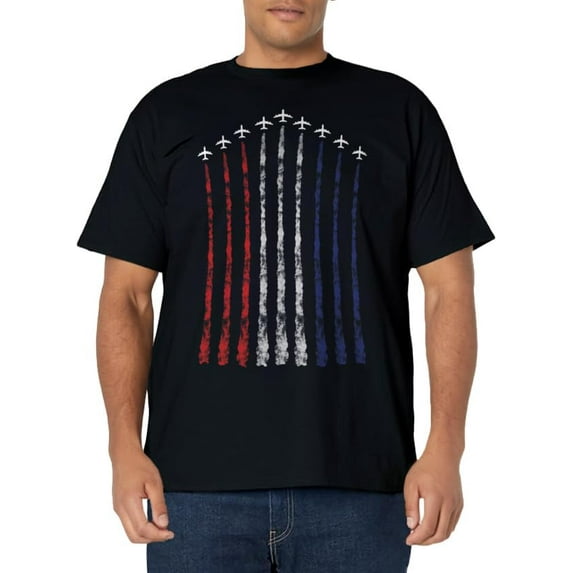 American Flag USA Fighter Jet Con Trail T-Shirt