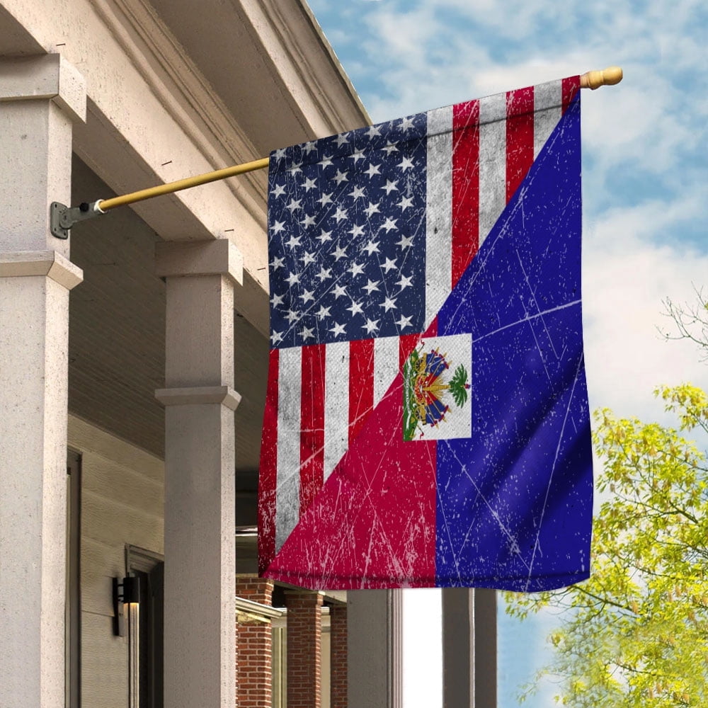 American Flag USA Haiti Half American Friendship Haitian Patriotic Garden Flag (29.5x39.5) Double Sided-USA Flags Premium Polyester-Decorative Indoor Outdoor Flag