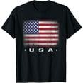 thumbnail image 1 of American Flag USA July 4th White Blue Red Faded Stripe Star T-Shirt Tee, 1 of 4