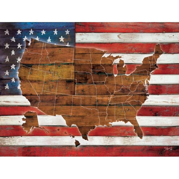American Flag USA Map Poster Print by Marla Rae (24 x 18)