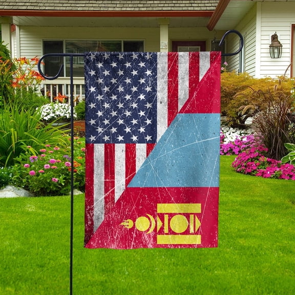 American Flag USA Mongolia Half American Friendship Mongolian Patriotic Garden Flag, Double-Sided Decorative Outdoor Flag, Patriotic Polyester Yard Flag 12 x 18 in