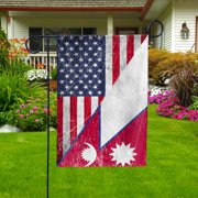 USA Nepal Friendship Half Flag Patriotic Nepali Garden Flag, Double-Sided Outdoor Yard Decor 11.5 x 17.5 Inch