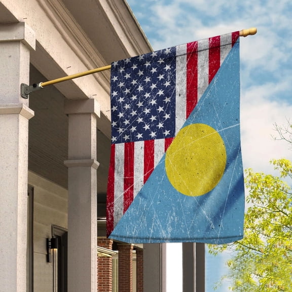 American Flag USA Palau Half American Friendship Palauan Patriotic Garden Flag (29.5x39.5) Double Sided-USA Flags Premium Polyester-Decorative Indoor Outdoor Flag