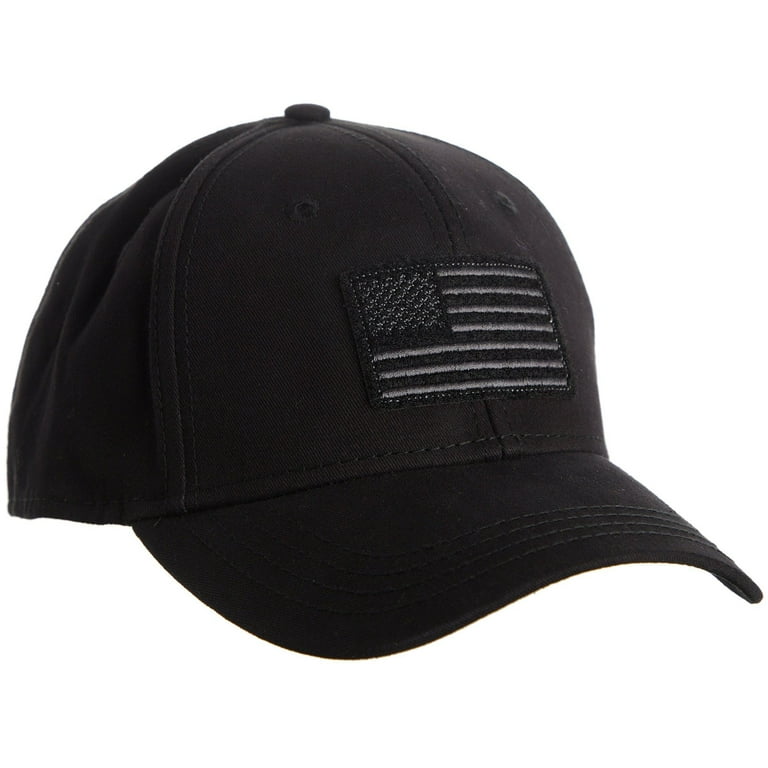 American Flag USA Patch Patriotic Ball Cap Black Cotton Adjustable H3