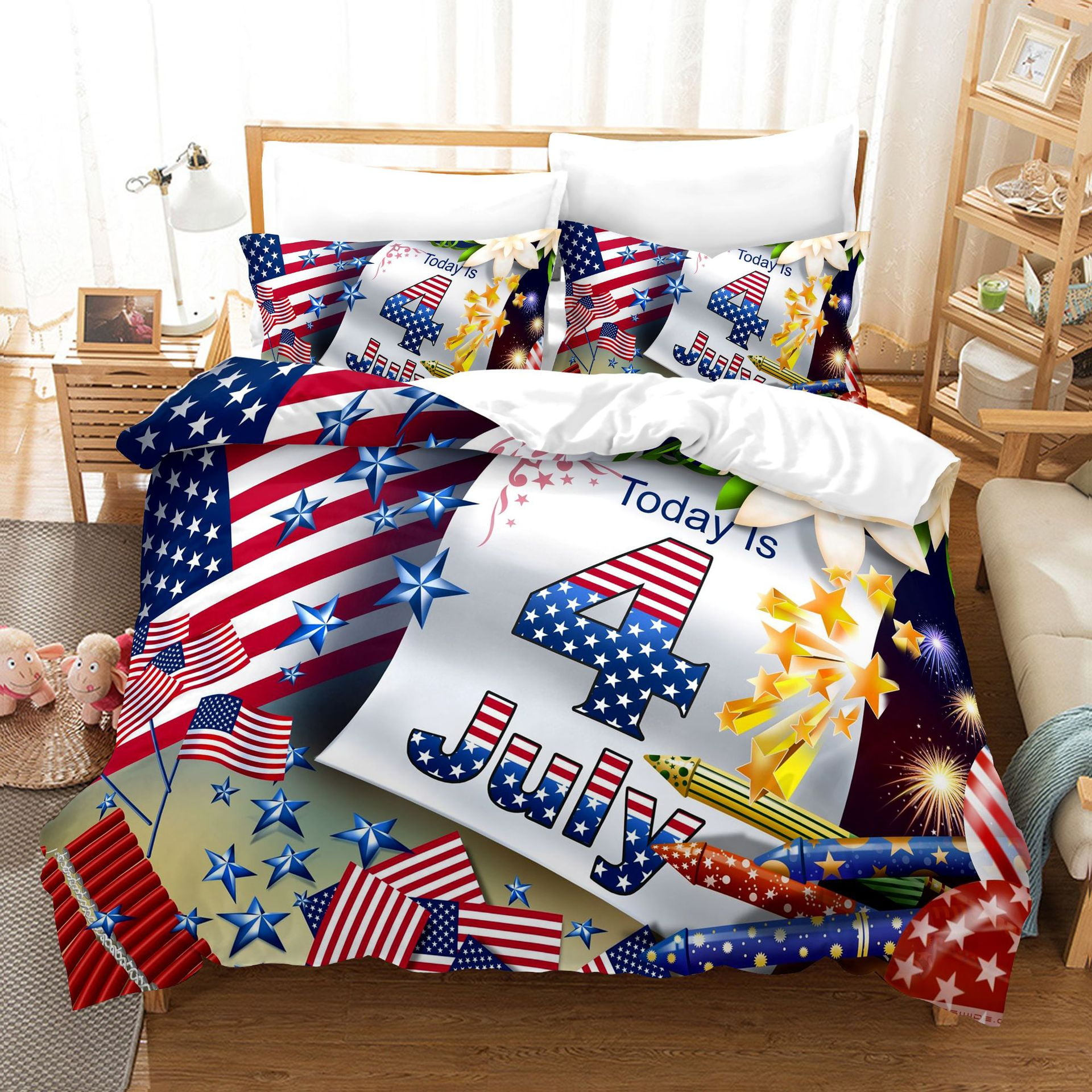 USA Patriotic American Flag Bedding Sets Stars and Stripes Comforter