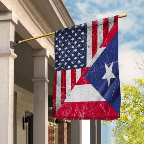 American Flag USA Puerto Rico Half American Friendship Puerto Rican Patriotic Garden Flag (29.5x39.5) Double Sided-USA Flags Premium Polyester-Decorative Indoor Outdoor Flag