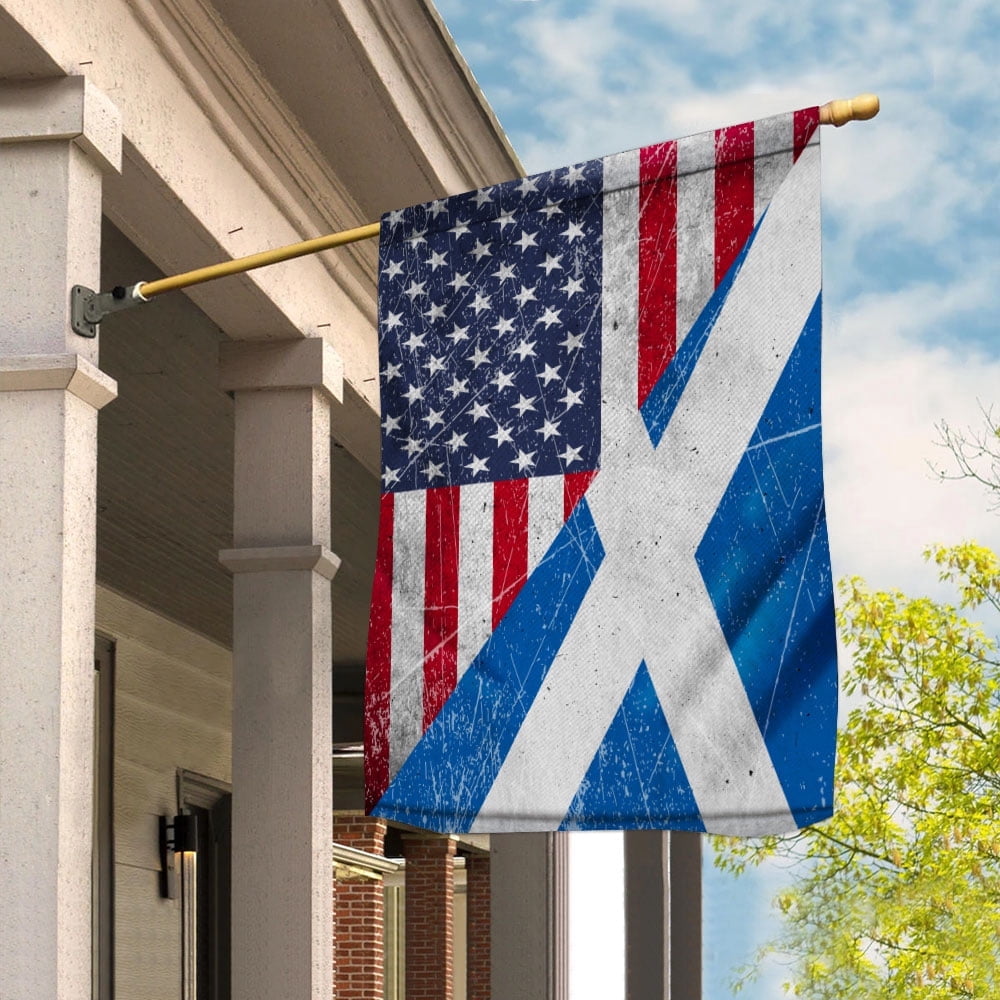 American Flag USA Scotland Half American Friendship Scottish Patriotic Garden Flag (29.5x39.5) Double Sided-USA Flags Premium Polyester-Decorative Indoor Outdoor Flag