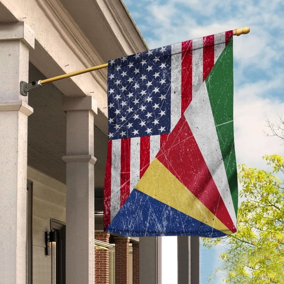 American Flag USA Seychelles Half American Friendship Seychellois Patriotic Garden Flag (29.5x39.5) Double Sided-USA Flags Premium Polyester-Decorative Indoor Outdoor Flag