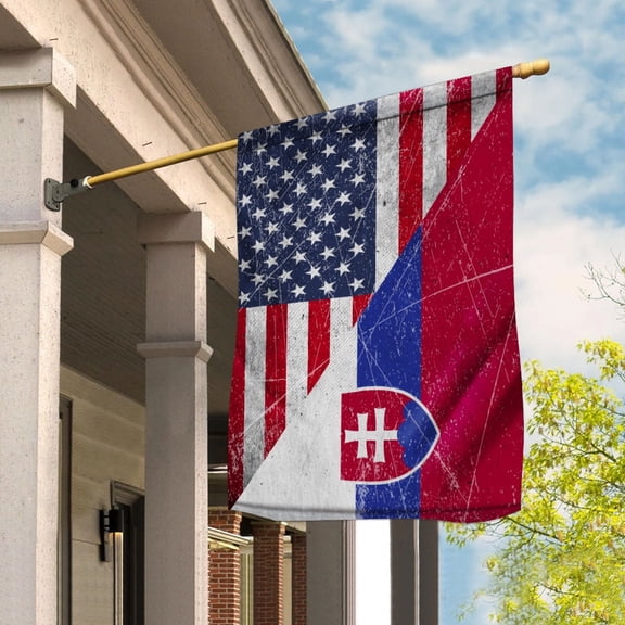American Flag USA Slovakia Half American Friendship Slovak Patriotic Garden Flag (29.5x39.5) Double Sided-USA Flags Premium Polyester-Decorative Indoor Outdoor Flag