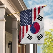 USA South Korea Friendship Half Flag Patriotic American House Flag, Double-Sided Outdoor Yard Decor 29.5 x 39.5 Inch