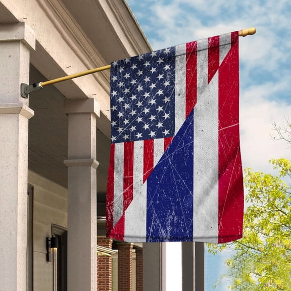 American Flag USA Thailand Half American Friendship Thai Patriotic Garden Flag (29.5x39.5) Double Sided-USA Flags Premium Polyester-Decorative Indoor Outdoor Flag