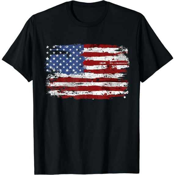 American Flag USA United States of America US 4th of July T-Shirt Black 2X-Large
