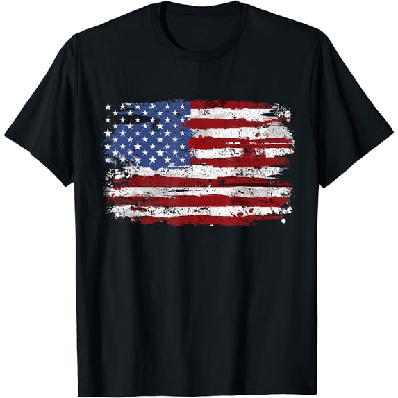 American Flag USA United States of America US 4th of July T-Shirt Black X-Large
