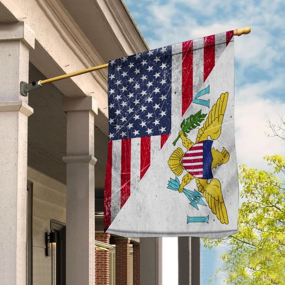 American Flag USA Virgin Islands Half American Friendship Virgin Islanders Patriotic Garden Flag (29.5x39.5) Double Sided-USA Flags Premium Polyester-Decorative Indoor Outdoor Flag