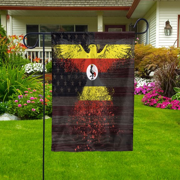 American Flag- Ugandan Flag Uganda US Friendship Forever July 4 Decoration Garden Flag (11.5x17.5) Double Sided-USA Flags Premium Polyester-Decorative Indoor Outdoor Flag