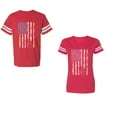 thumbnail image 1 of American Flag Unisex Couple Matching Cotton Jersey style T-Shirt Contrasting stripes on sleeves (Men Red / Women Red) (Men XXXL / Women XXL), 1 of 3