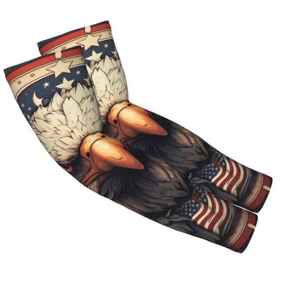 American Flag United States Navy Eagle 2-Pack Adult Cooling Arm Sleeves, Seamless UV Sun Protection Breathable Ice-Silk Compression Arm Sleeve