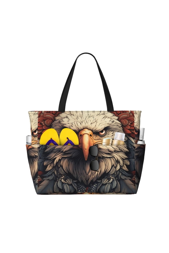 American Flag United States Navy Eagle Large Capacity Beach Travel Tote Bag Shoulder Handbag for Gym Camping Shopping