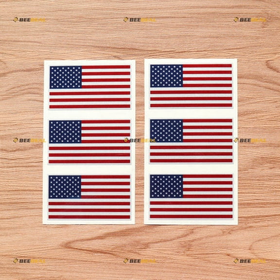American Flag United States Vinyl Decal Sticker - 6 Pack Reflective, 3 Inches - for Car Laptop Window Cup 08270