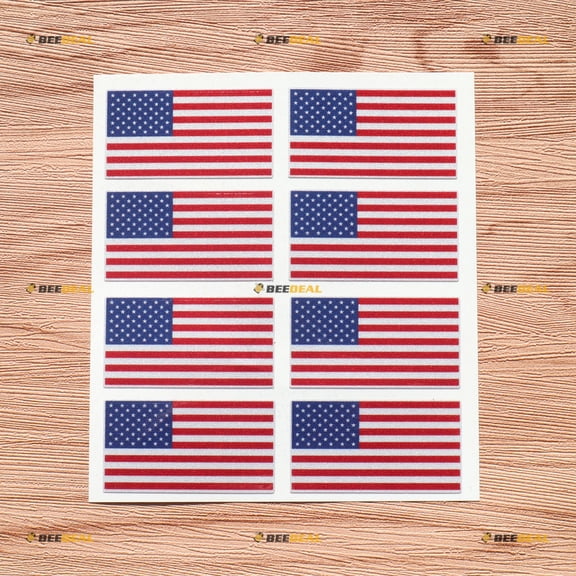 American Flag United States Vinyl Decal Sticker - 8 Pack Reflective, 2 Inches - for Car Laptop Window Phone