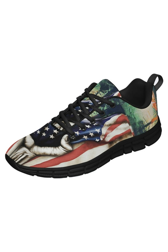 American Flag Us Camping Running Shoes Sneakers Mesh Black Size 5
