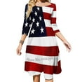 American Flag Usa Square Neck Dress New Plus Size Elegant Women Waist
