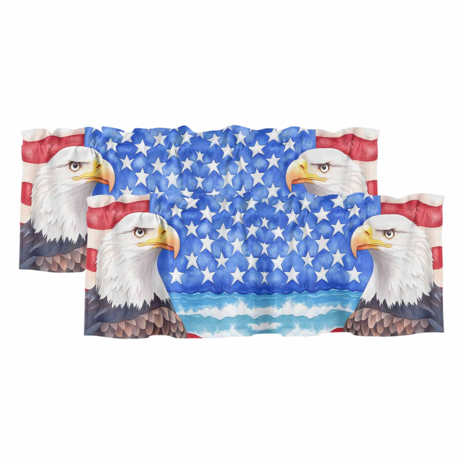 American Flag Valances for Windows, Country Eagle Independence Day Blue ...