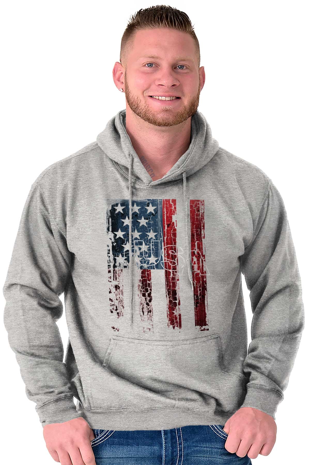American Flag Vertical Star Antique Hoodie Sweatshirt Women Men Brisco  Brands - Walmart.com