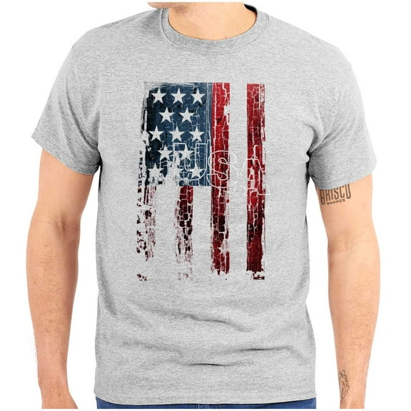 American Flag Vertical Star Antique Men's Graphic T Shirt Tees Brisco Brands S