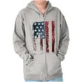 thumbnail image 1 of American Flag Vertical Star Antique Unisex Fleece Graphic Zip Up Hoodie Brisco Brands 5X, 1 of 6