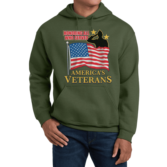 American Flag Veteran's Day USA Support Salute Troops Military Hoodie Sweatshirt Clothing Accessories Gifts Mens
