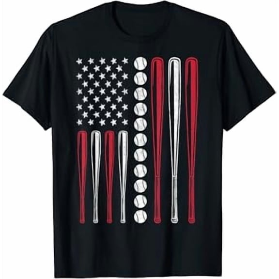 American Flag Vintage Baseball Flag T-Shirt, Dad, Mom Gifts T-Shirt