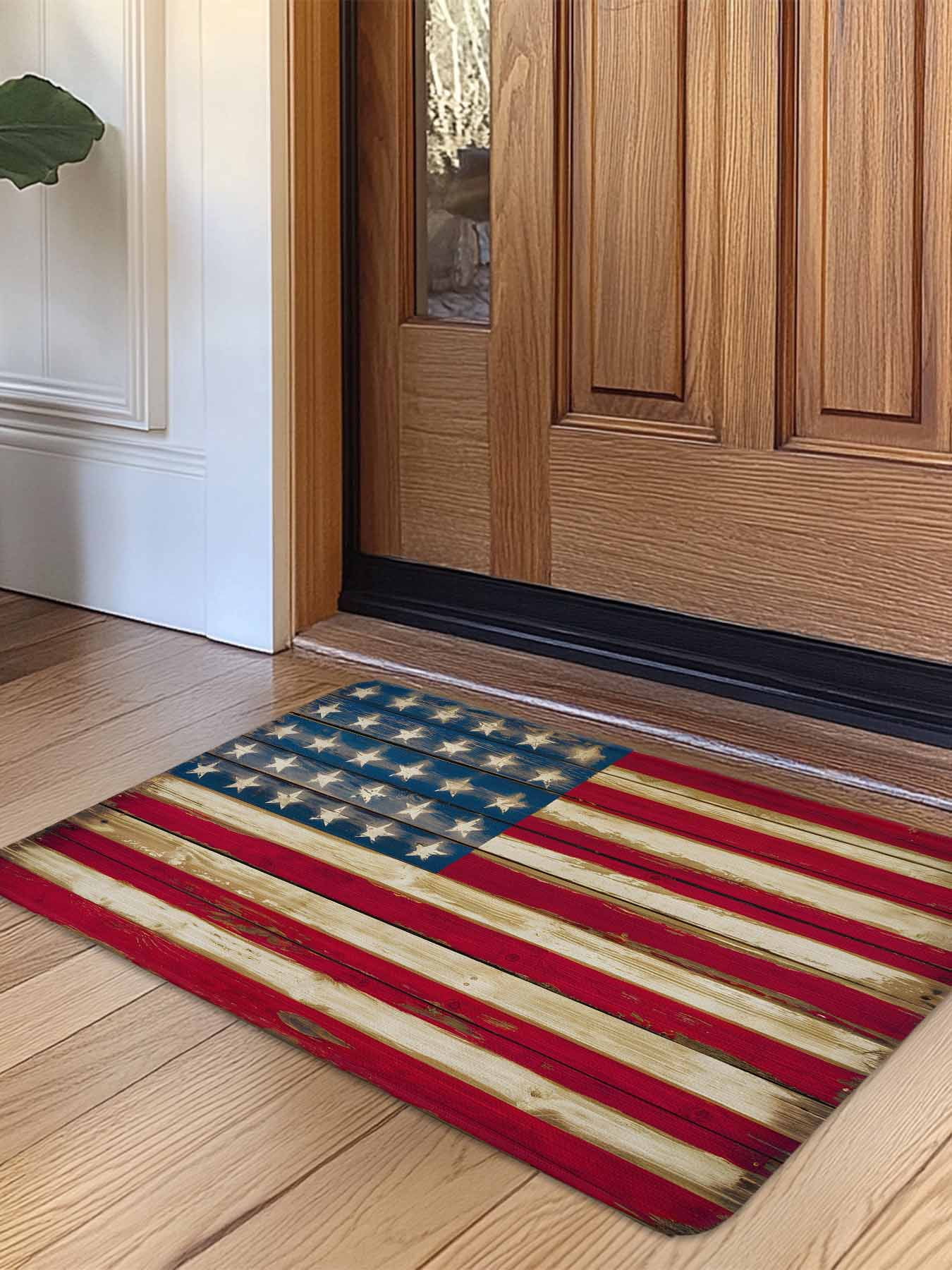 American Flag Vintage Door Mat Indoor Outdoor Entrance, Non Slip Rug ...