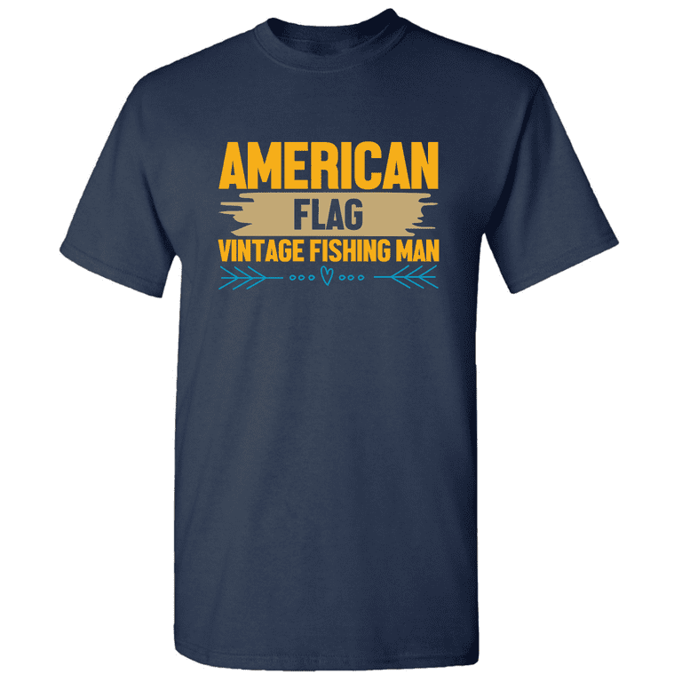 Vintage Fishing T-Shirt With American Flag Vintage Fishing T-Shirt With American Flag