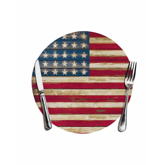 American Flag Vintage Round Placemats for Dinning Tables, Heat-proof ...
