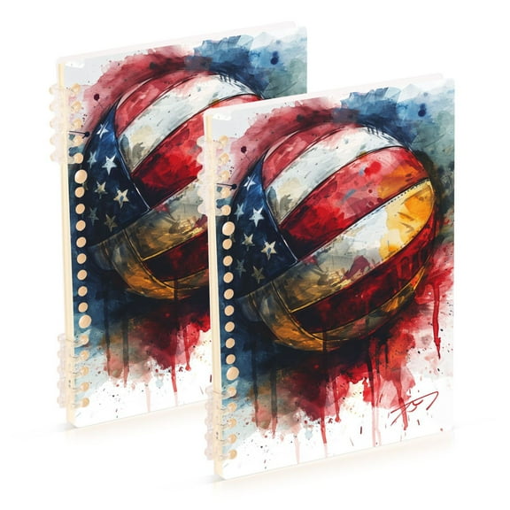 American Flag Volleyball Ring Binder Notebook Journey Note Diary College Ruled Spiral Notebook Study Loose Leaf Paper A5 60 Pages