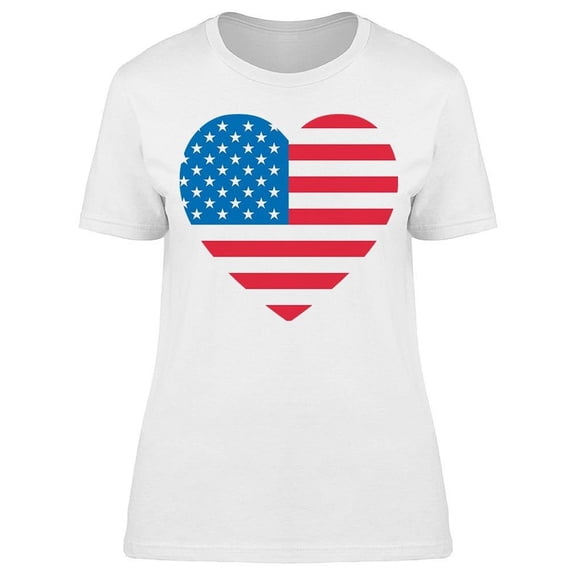 American Flag W/Heart Shape T-Shirt Women -Image by Shutterstock, Female Medium