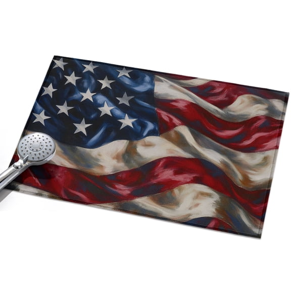 American Flag Washable Area Rug 2 x 3 ft Independence Day Stars Stripes Ripples Soft Non Slip Rugs Stain Repellent Indoor Felt Carpet for Living Dining Room Bedroom Home Office