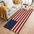 thumbnail image 1 of American Flag Washable Area Rug 2 x 6 ft Vintage Red White Stripes Blue Stars Wood Grain, Soft Non Slip Rugs Stain Repellent Indoor Felt Carpet for Living Dining Room Bedroom Home Office, 1 of 9