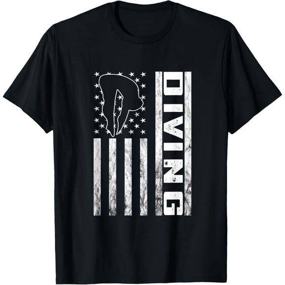 American Flag Water Sport Platform Diver Springboard Diving T-Shirt