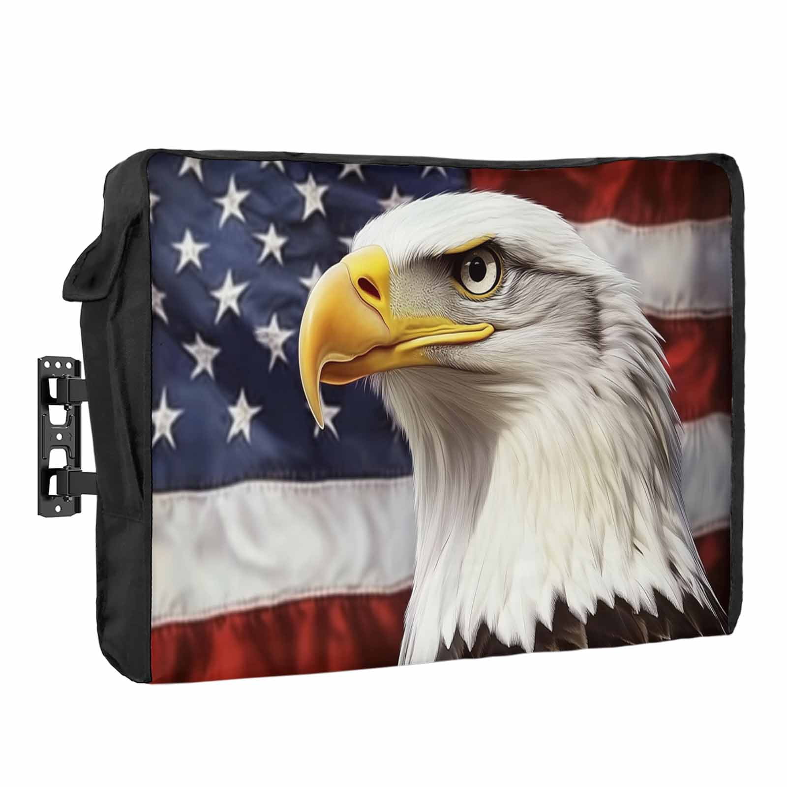 American Flag Waterproof Outdoor TV Cover, Bald Eagle Outside ...