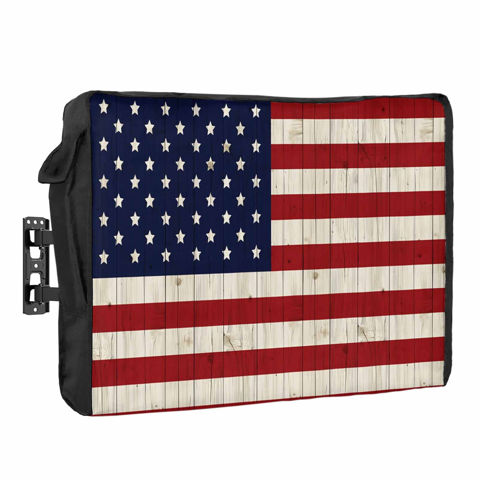 Tele Flag American Flag Waterproof Outdoor TV Cover, Vintage Red White Stripes ...