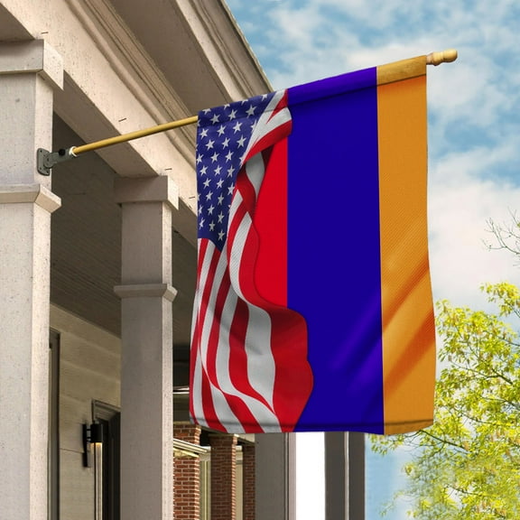 American Flag Waving Show Armenia Flag Armenian American Friendship Proud Root House Flag (29.5x39.5) Double Sided-USA Flags Premium Polyester-Decorative Indoor Outdoor Flag