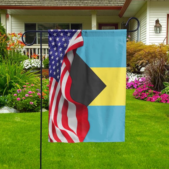 USA Bahamas Friendship Patriotic Flag Waving Garden Flag, Double-Sided Outdoor Yard Decor 11.5 x 17.5 Inch