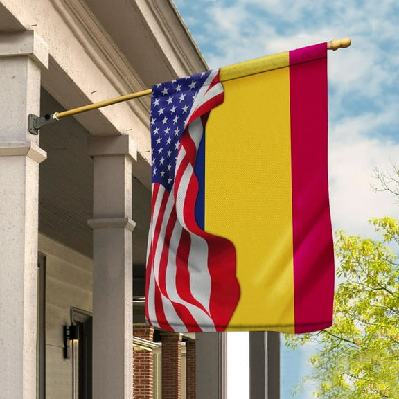 American Flag Waving Show Chad Flag Chadian American Friendship Proud Root House Flag (29.5x39.5) Double Sided-USA Flags Premium Polyester-Decorative Indoor Outdoor Flag