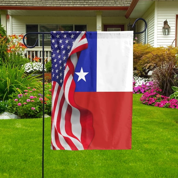 American Flag Waving Show Chile Flag Chilean American Friendship Proud Root Garden Flag, Double-Sided Decorative Outdoor Flag, Patriotic Polyester Yard Flag 12 x 18 in