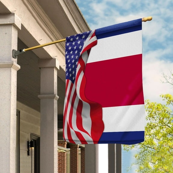 American Flag Waving Show Costa Rica Flag Costa Rican American Friendship Proud Root House Flag (29.5x39.5) Double Sided-USA Flags Premium Polyester-Decorative Indoor Outdoor Flag